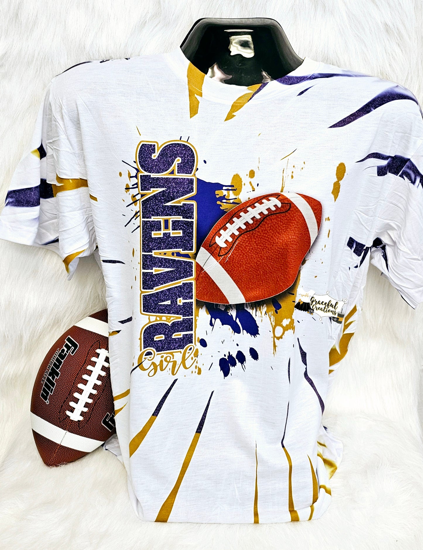 Scrunch Tiedye Football Fan  T-Shirt