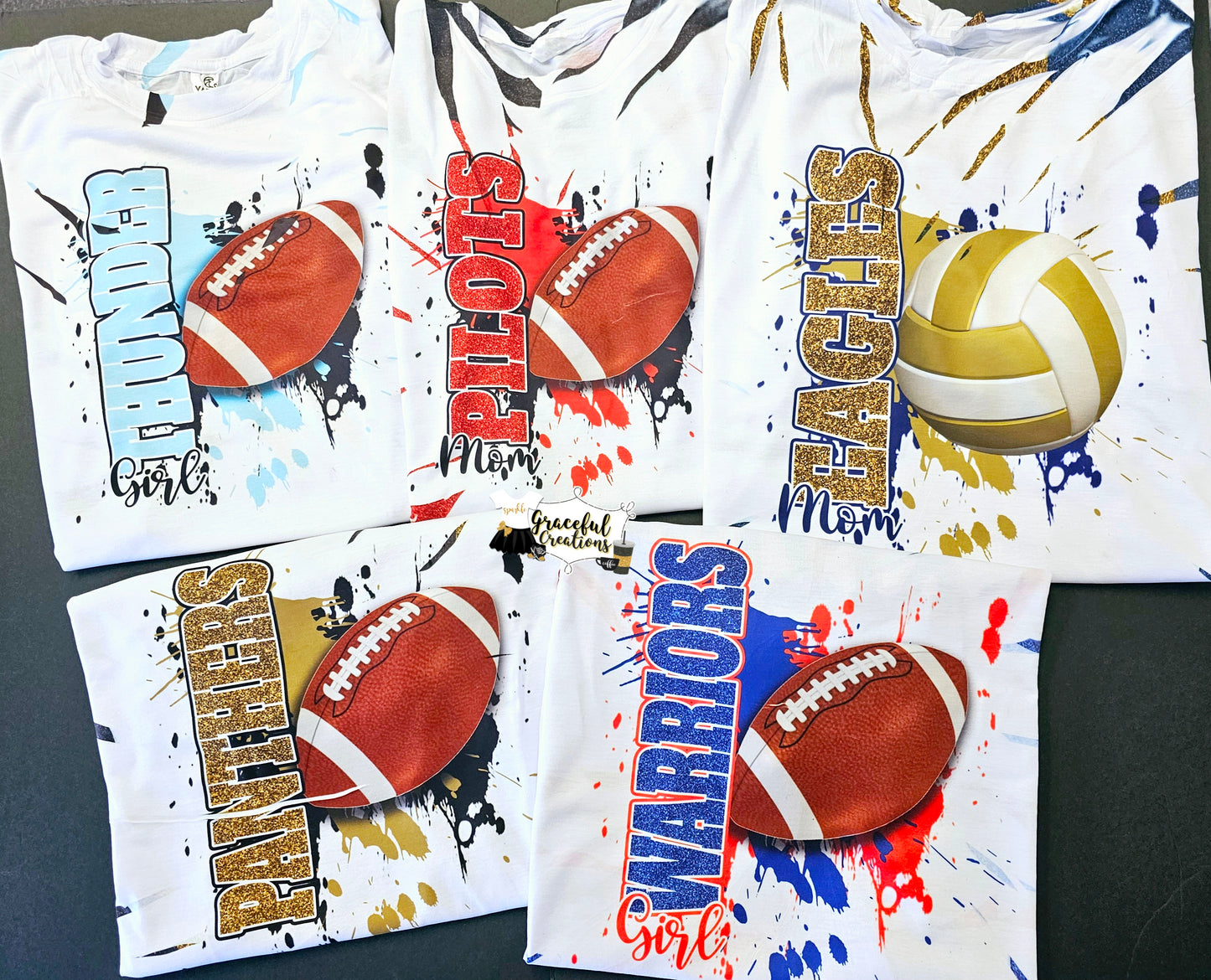 Scrunch Tiedye Football Fan  T-Shirt