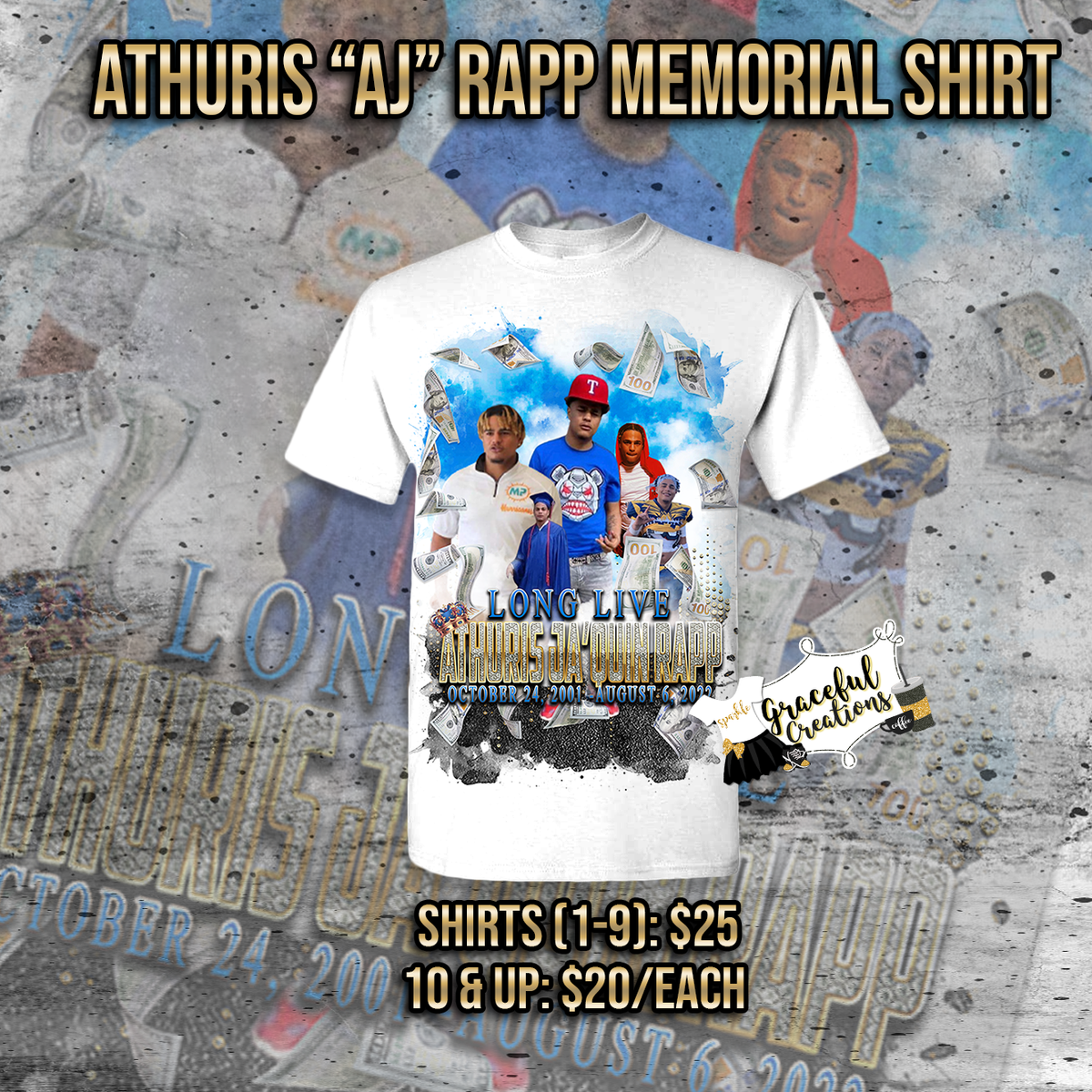 Long Live AJ Rapp Memorial Shirt – Graceful Creations, LLC