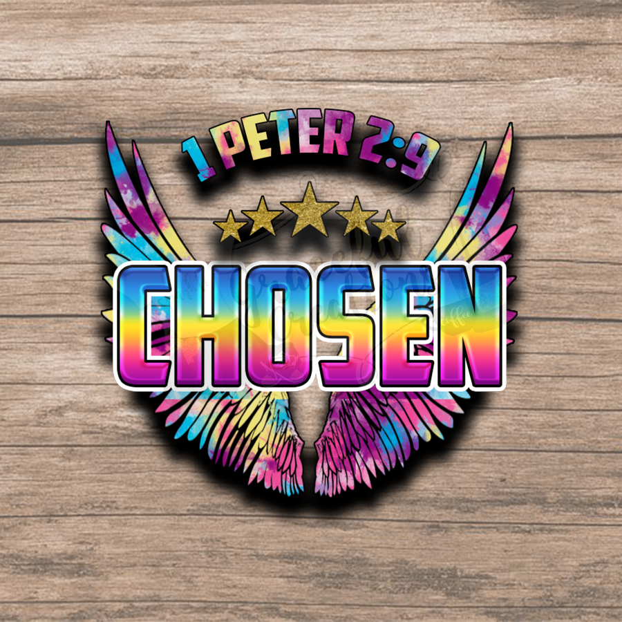 Chosen - 1 Peter 2v9 - Angel Wings Tie Dye PNG