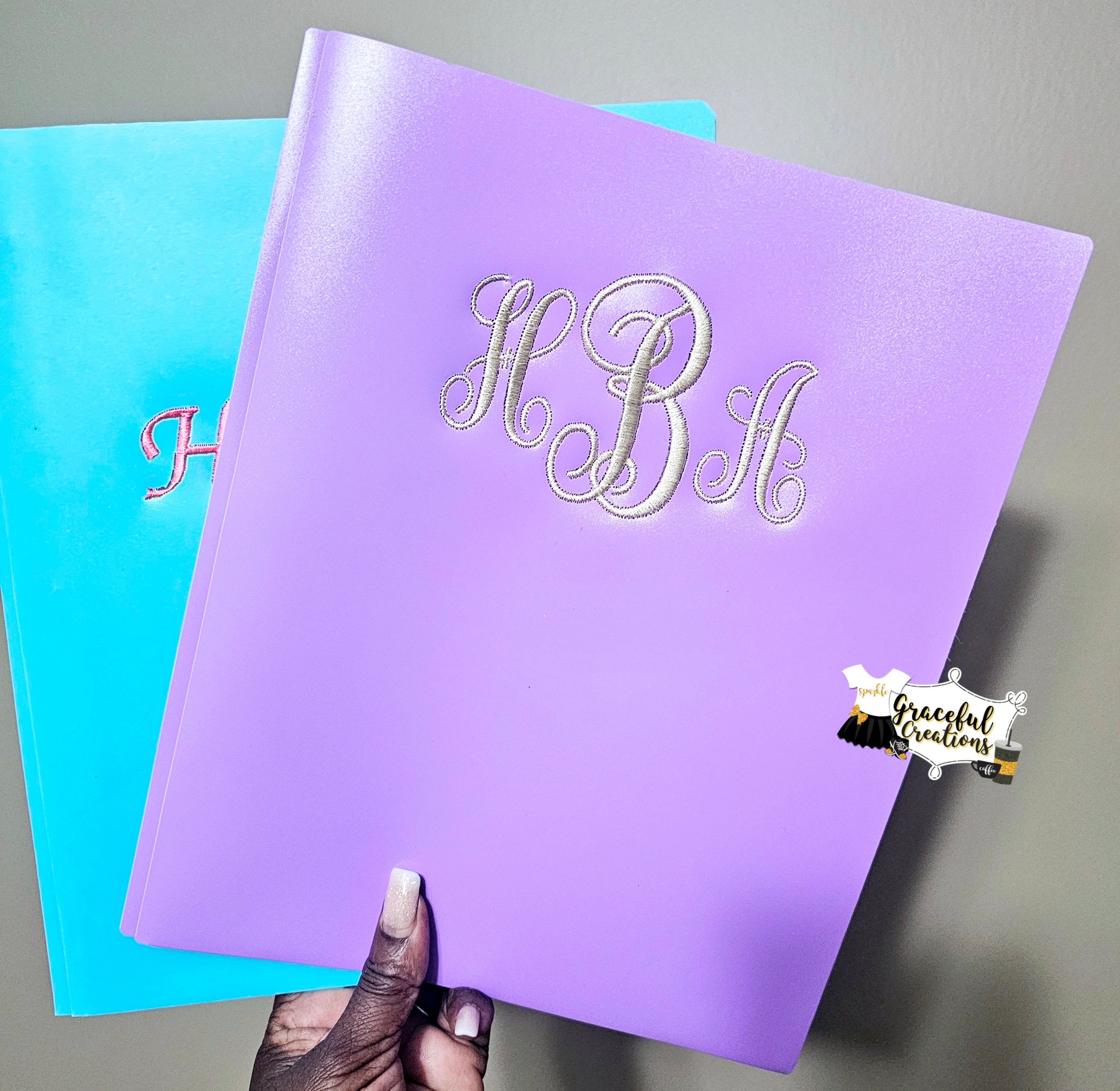 Personalized Embroidered Poly 3-Prong Folder – Graceful Creations, LLC