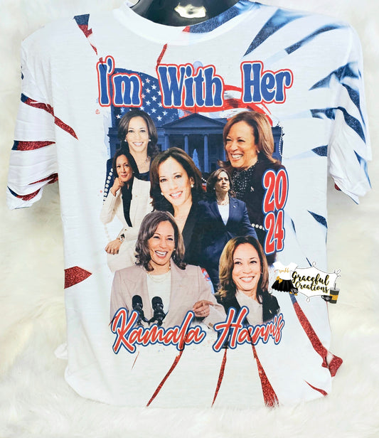 I'm With Her: Kamala Harris, 2024 Premium Sublimation Tie Dye T-Shirt