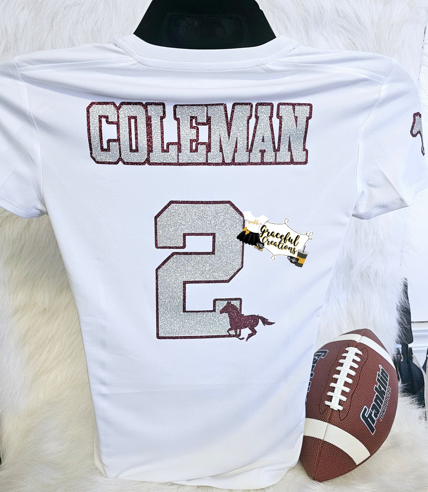 Glitter Football Mom Shirt - Front & Back Designs