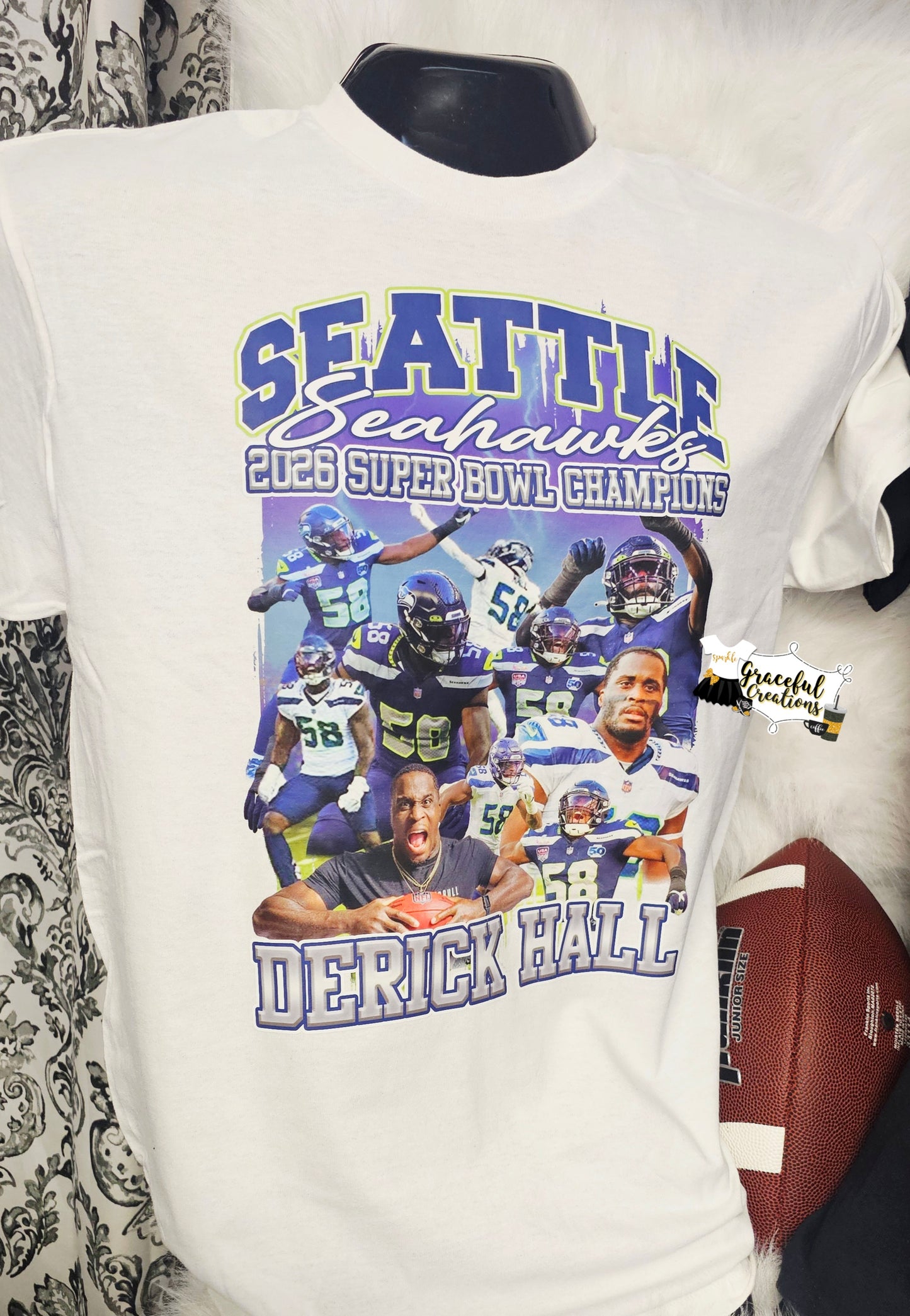 Derick Hall 2026 Super Bowl Champions Tee | Seattle Seahawks