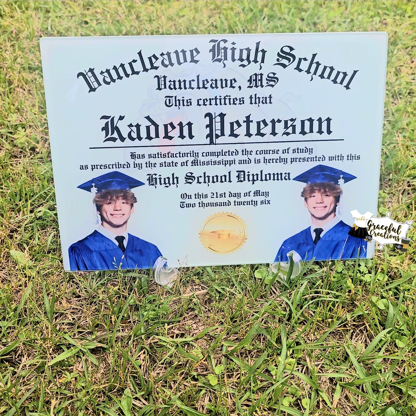 Personalized Glass Graduation Diploma Plaque | Custom Grad Gift