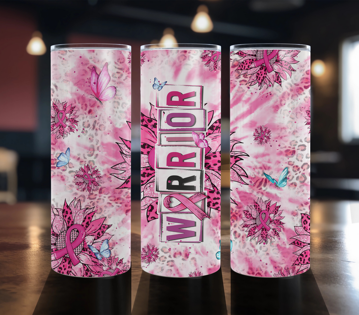 Warrior - 20 oz Breast Cancer Awareness tumbler design