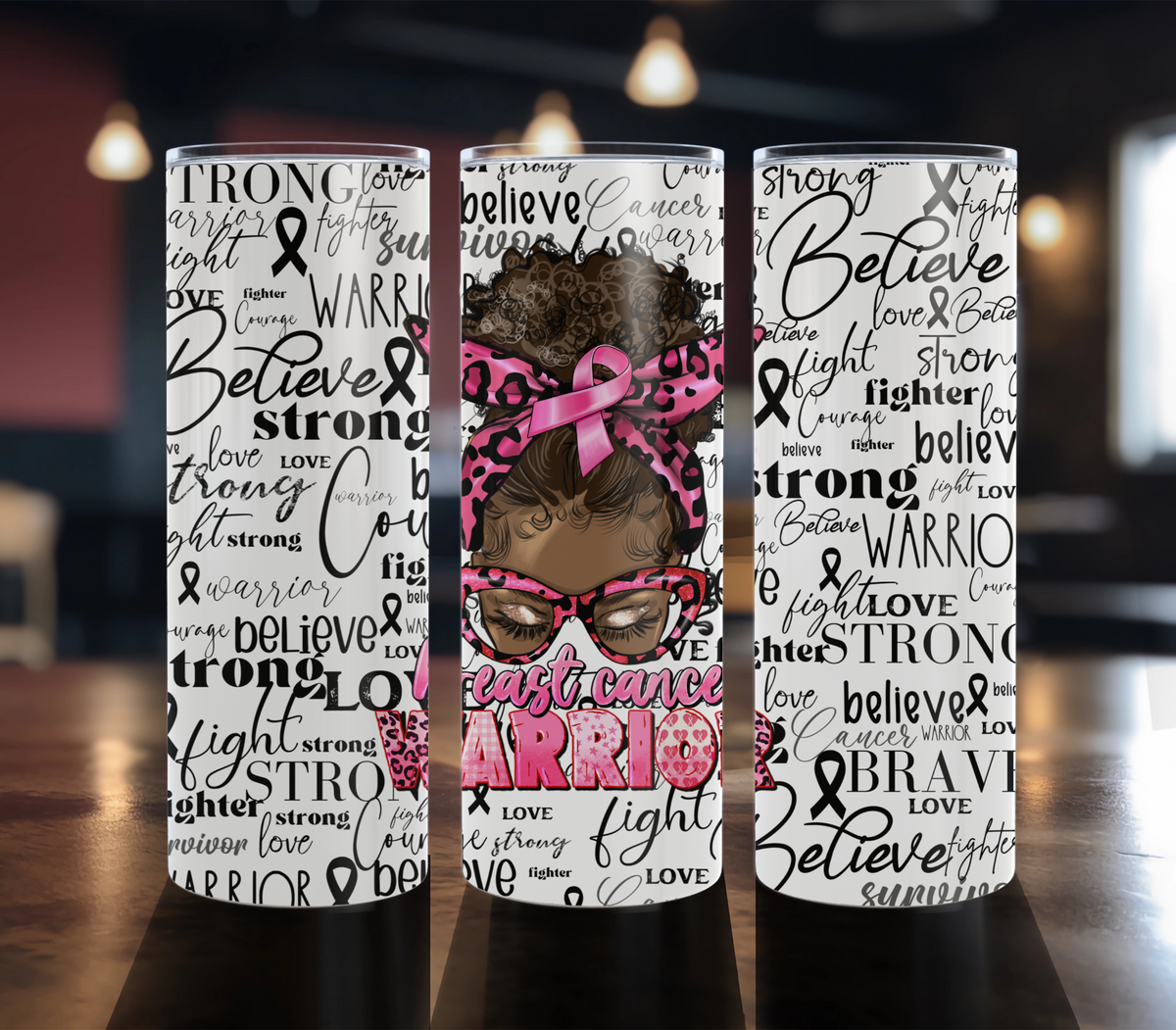AA Breast Cancer Warrior - 20 oz Breast Cancer Awareness tumbler design