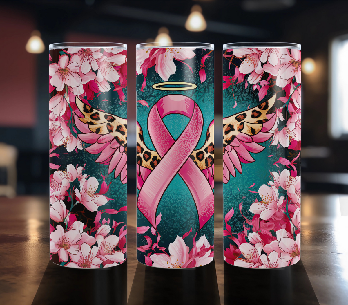 Breast Cancer Ribbon with Wings - 20 oz Breast Cancer Awareness tumbler design