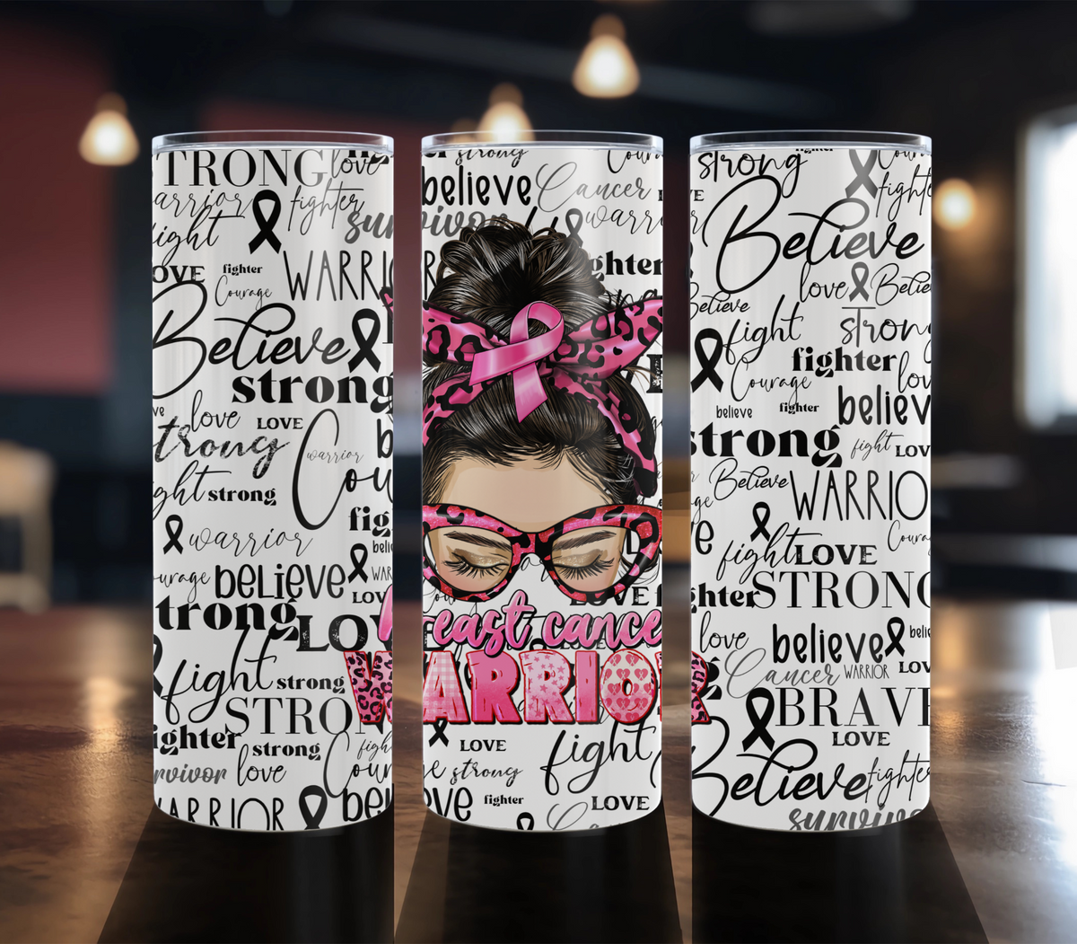 Breast Cancer Warrior - 20 oz Breast Cancer Awareness tumbler design