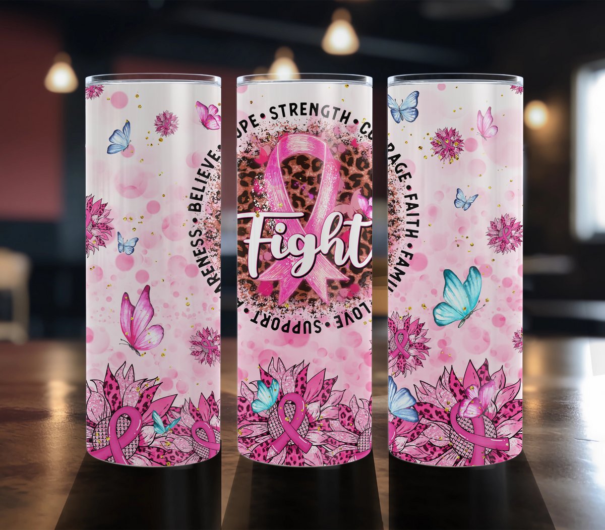 Fight Breast Cancer - 20 oz Breast Cancer Awareness tumbler design