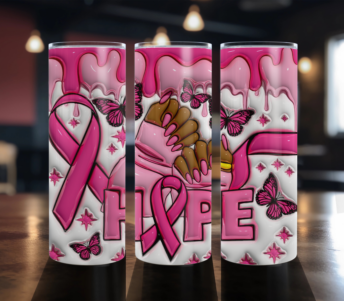 Hope 3D - 20 oz Breast Cancer Awareness tumbler design