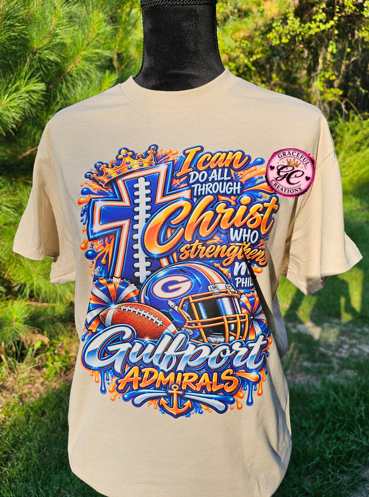 Faith & Football School Spirit Tee | Philippians 4:13 Game Day Shirt
