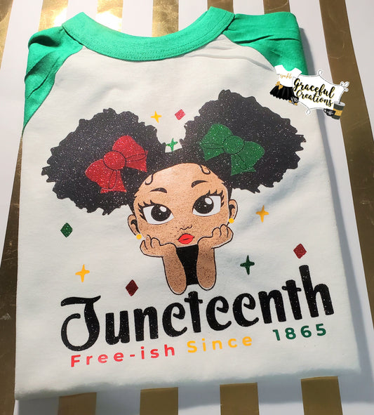 Juneteenth Afro Puffs Girl Youth Shirt