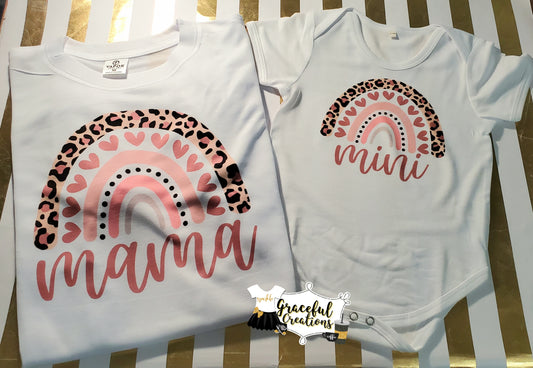 Leopard & Hearts Boho Rainbow Mommy & Me Matching Tees