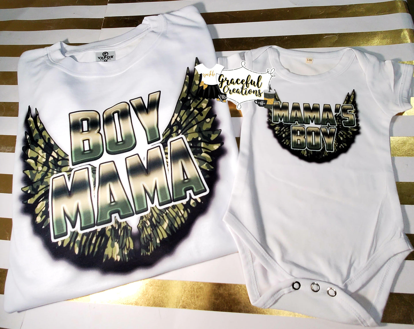 Boy Mama & Mama's Boy Camo Wings Mommy & Me Matching Tees