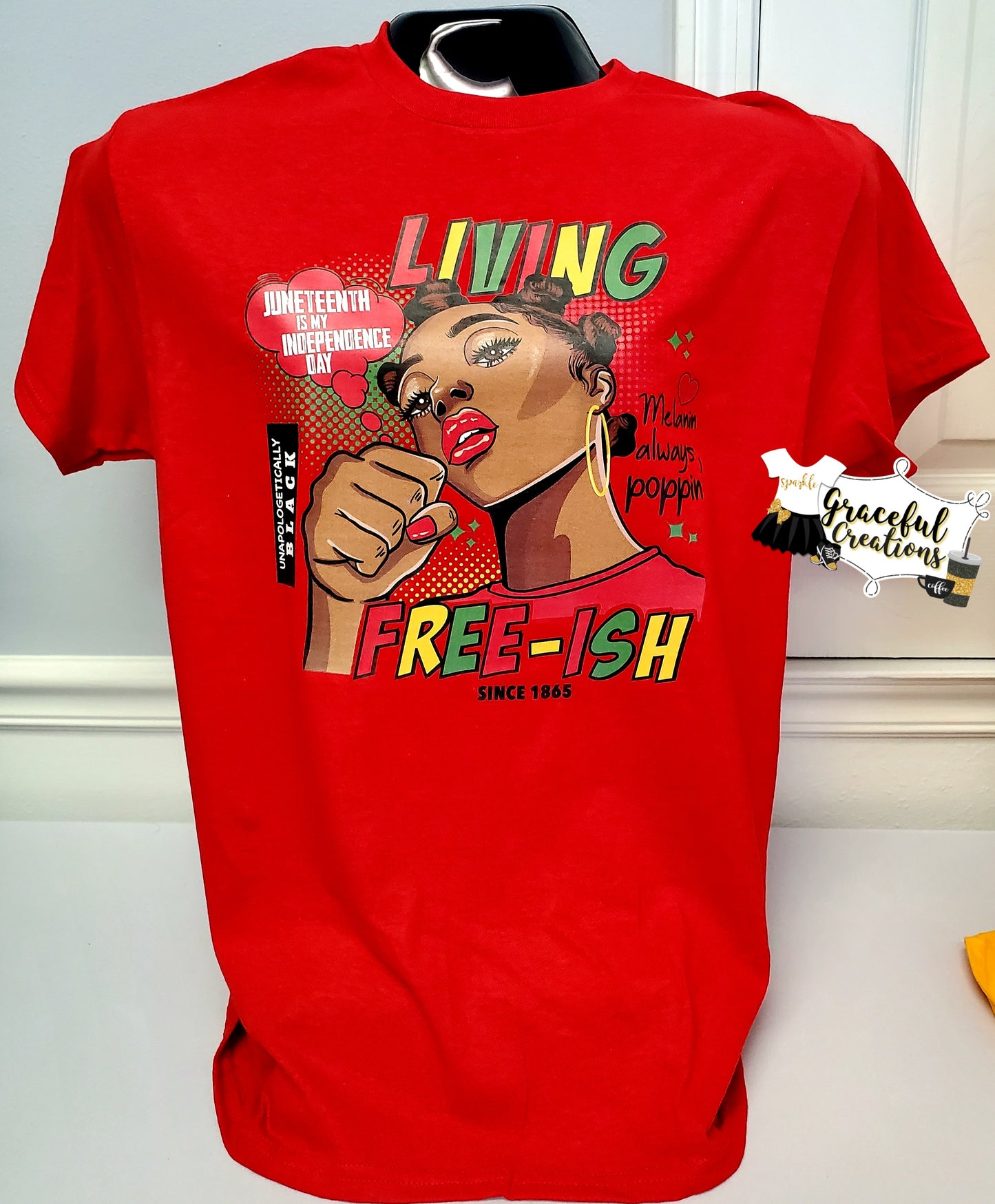 Living Freeish Juneteenth - Brown Hair Custom T-ShirtT-Shirt