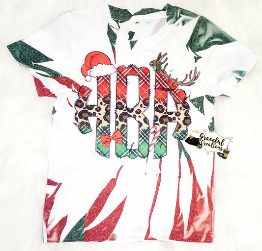 Christmas Monogram TieDye Youth T-Shirt