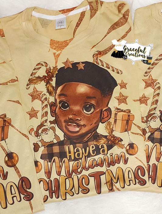 Have A Melanin Christmas Scrunch Tie Dye Youth Custom T-Shirt