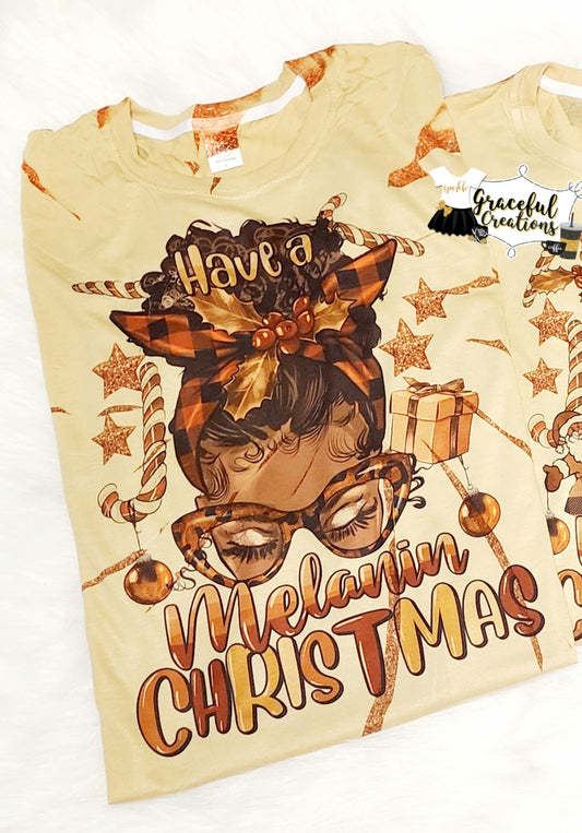 Have A Melanin Christmas Scrunch Tie Dye Custom T-Shirt