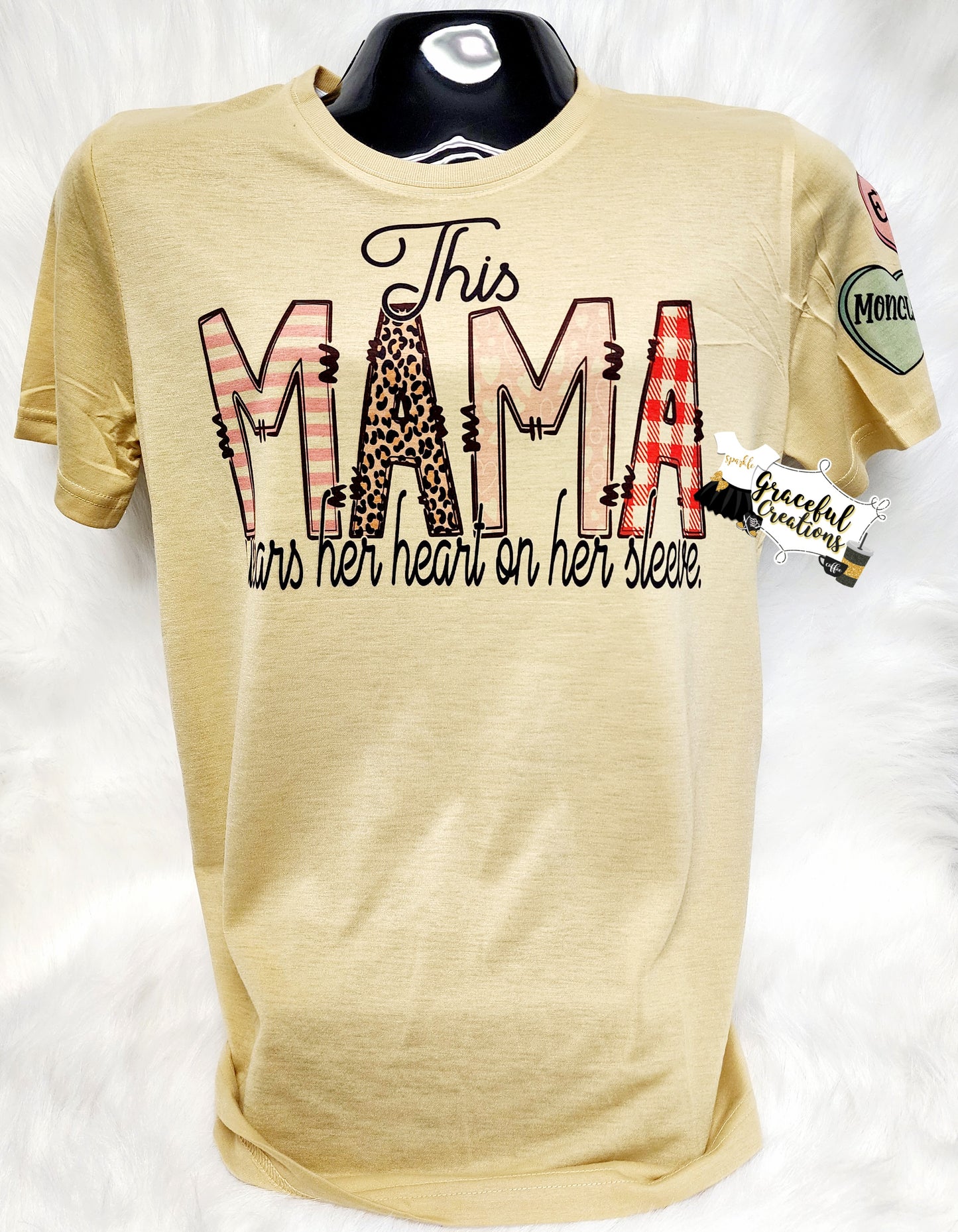 This Mama Wears Her Heart On Her Sleeve Women's Crewneck T-shirt