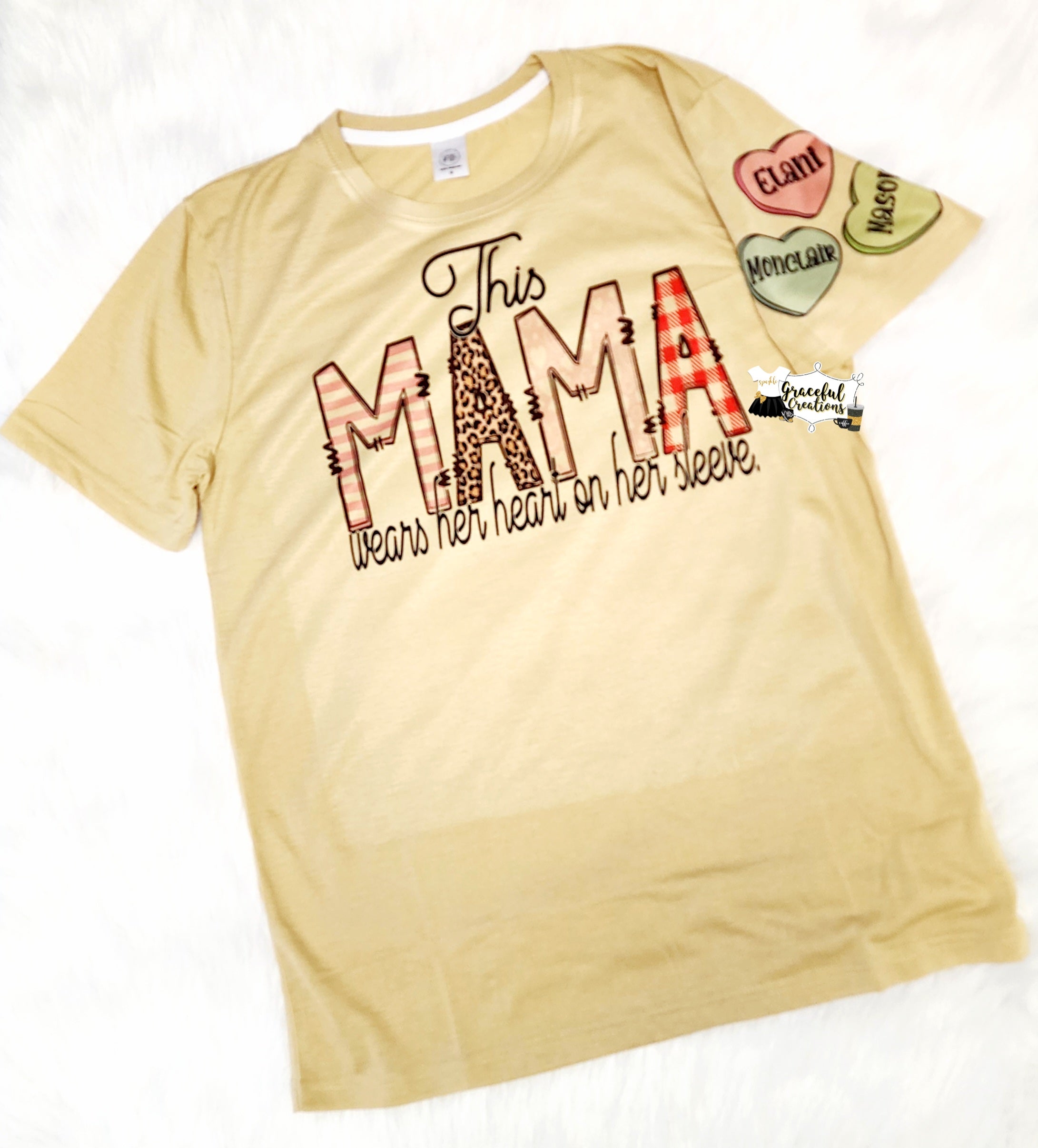 This Mama Wears Her Heart On Her Sleeve Women's Crewneck T-shirt