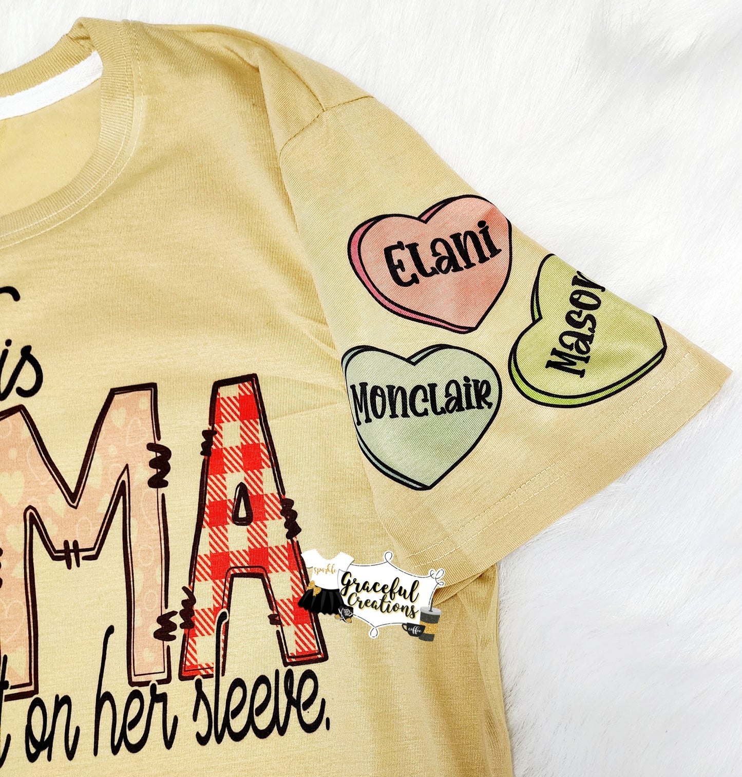 This Mama Wears Her Heart On Her Sleeve Women's Crewneck T-shirt