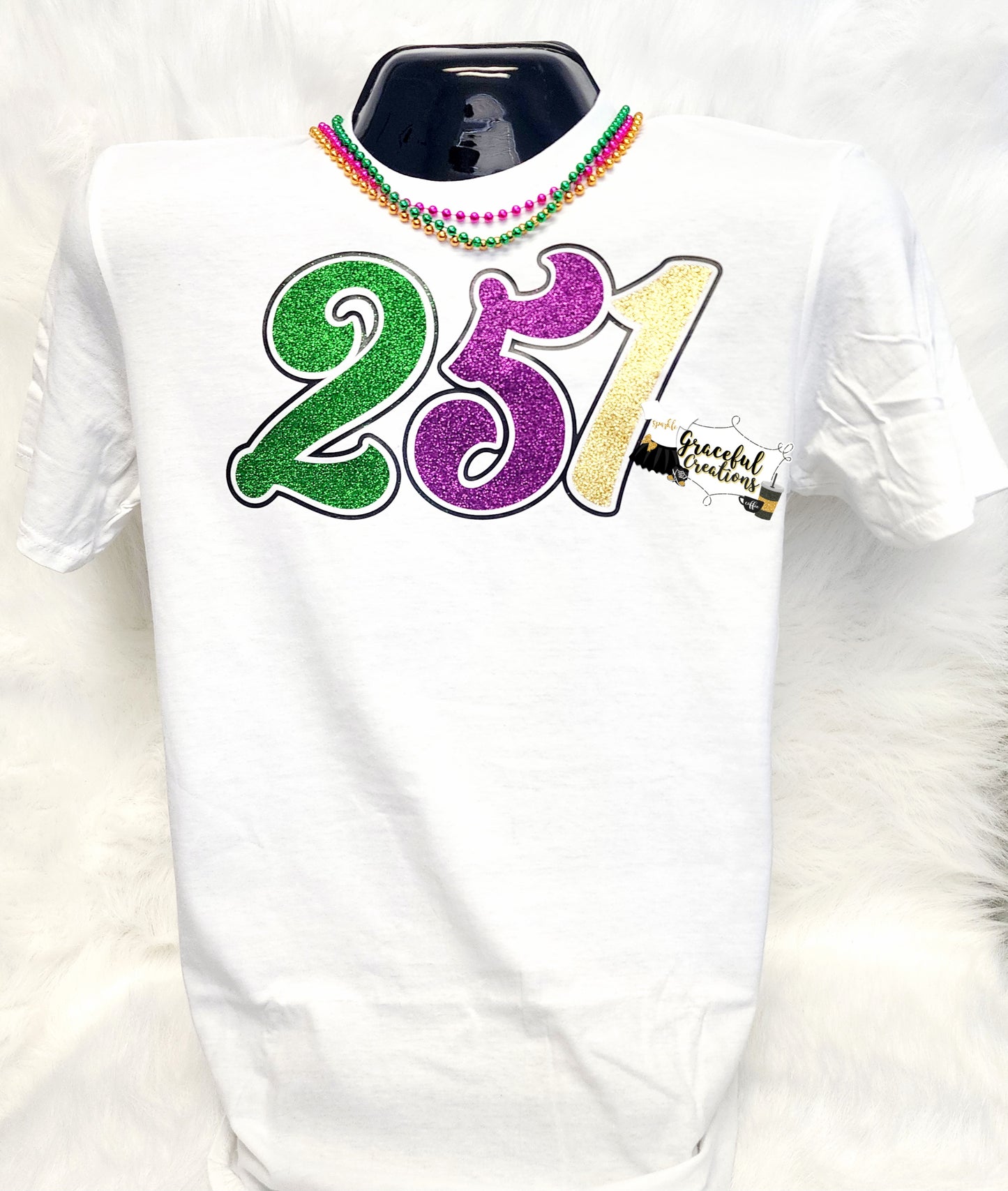 Area Code - Rep Your City Mardi Gras Tee