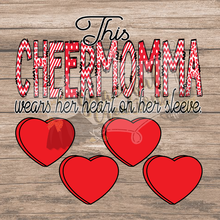This CHEERMOMMA Wears Her Heart On Her Sleeve PNG Individual Designs