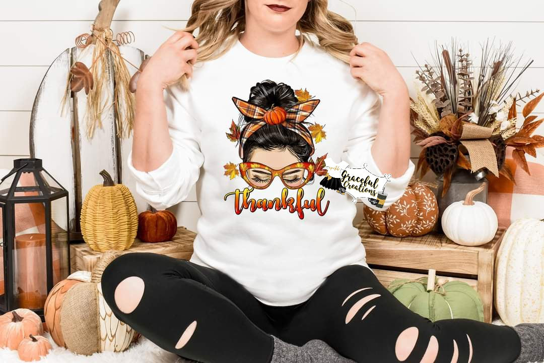 Thankful Messy Bun T-Shirt