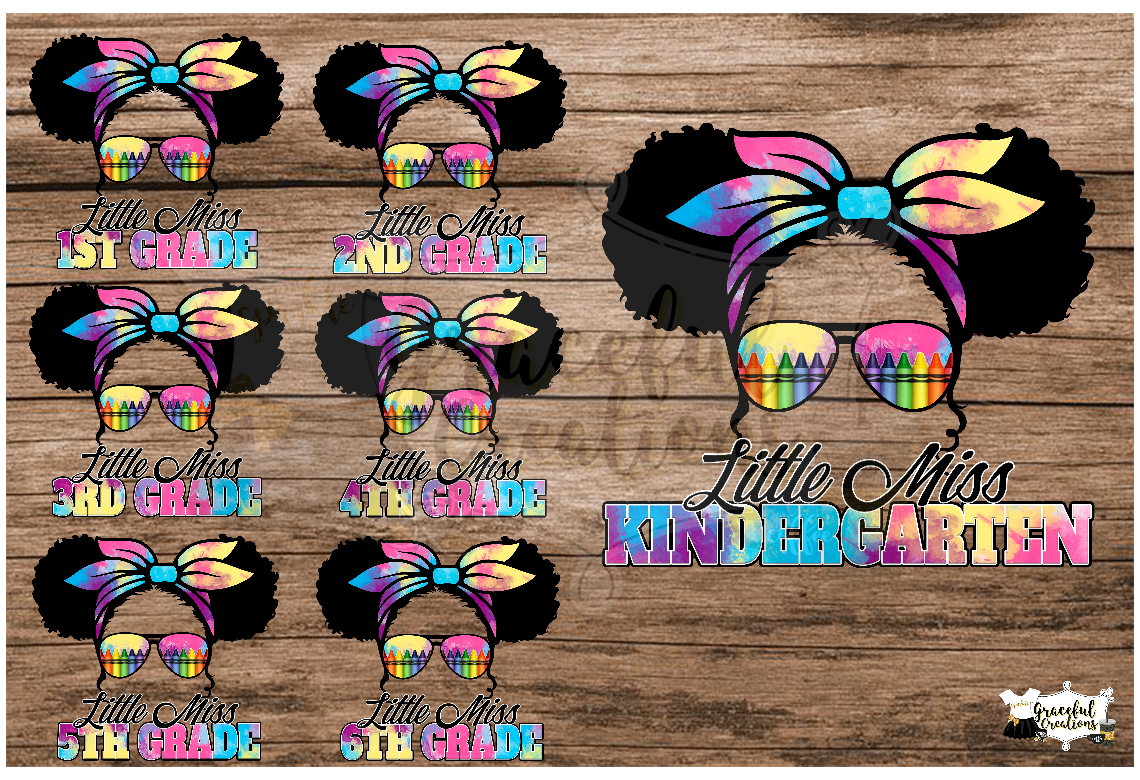 Little Miss School Grade PNG Bundle - Tie Dye
