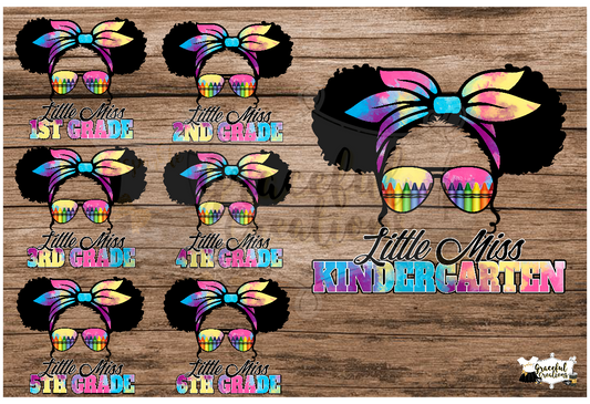 Little Miss School Grade PNG Bundle - Tie Dye