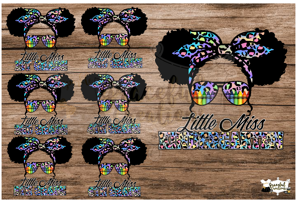 Little Miss School Grade PNG Bundle - Rainbow Cheetah Leopard