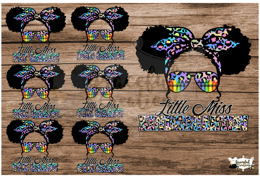 Little Miss School Grade PNG Bundle - Rainbow Cheetah Leopard
