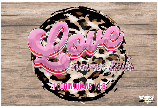 Love Never Fails Retro Leopard PNG