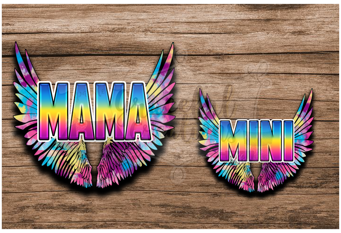 Mama & Mini Matching Rainbow Wings PNG