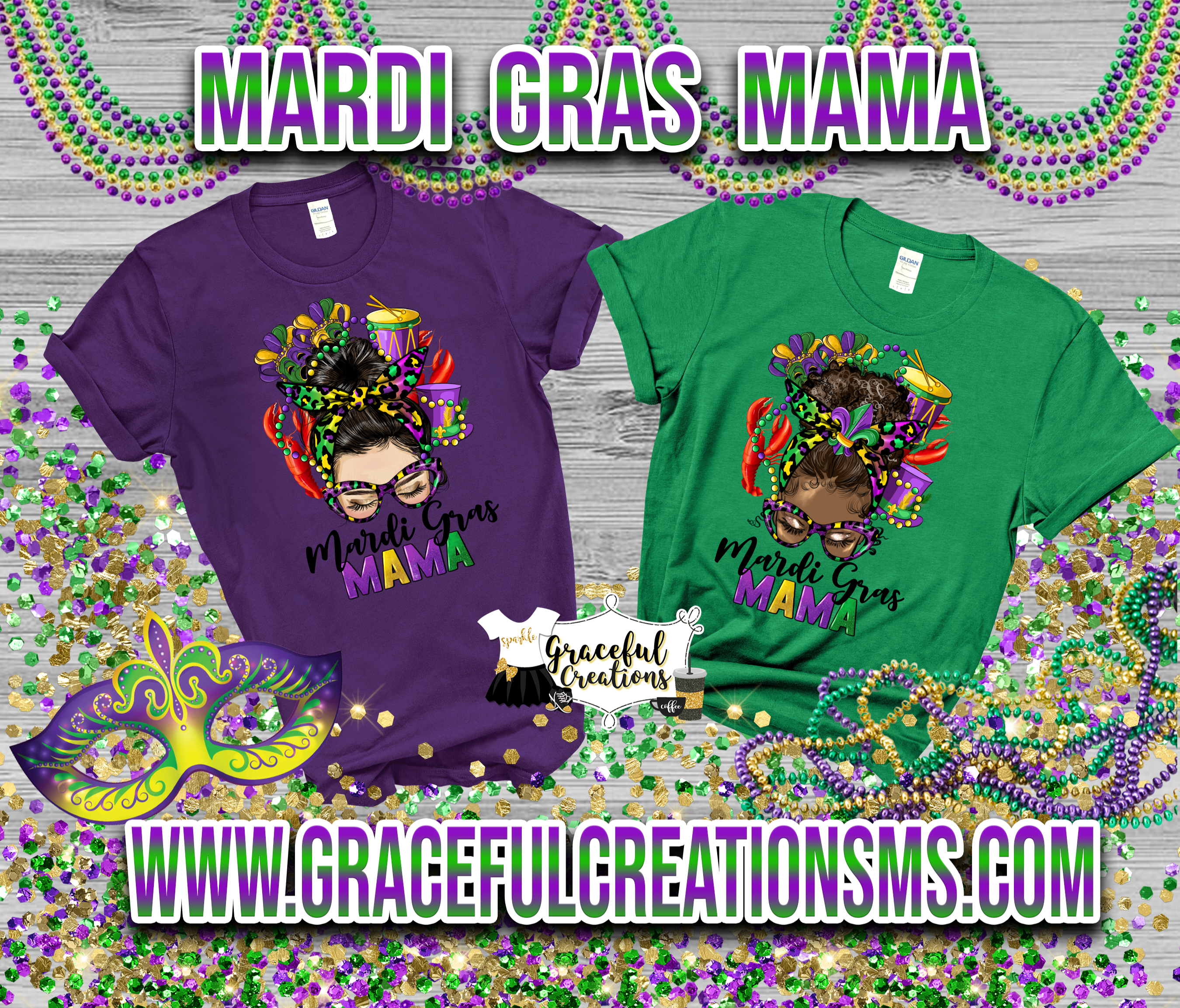 Mardi Gras Mama Custom T-Shirt
