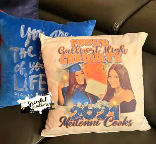 Class of, Senior Personalized Photo Throw Pillowcase