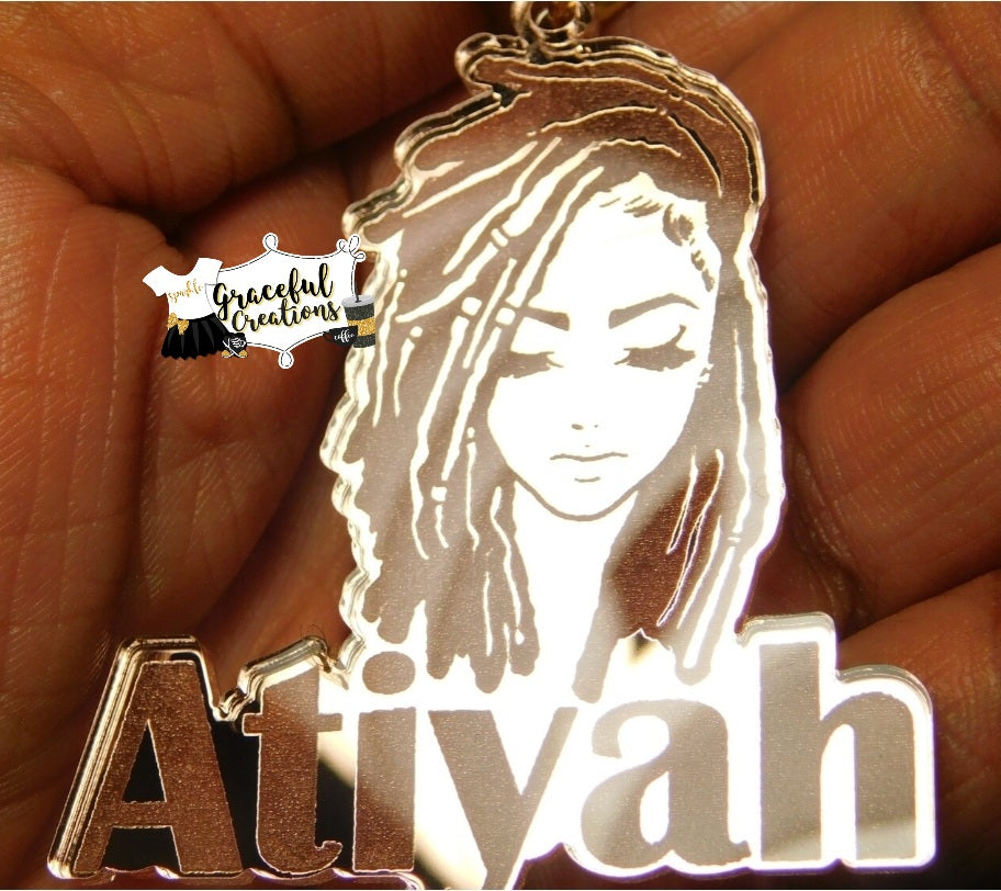 Custom Name Melanin Queen Necklace & Earrings