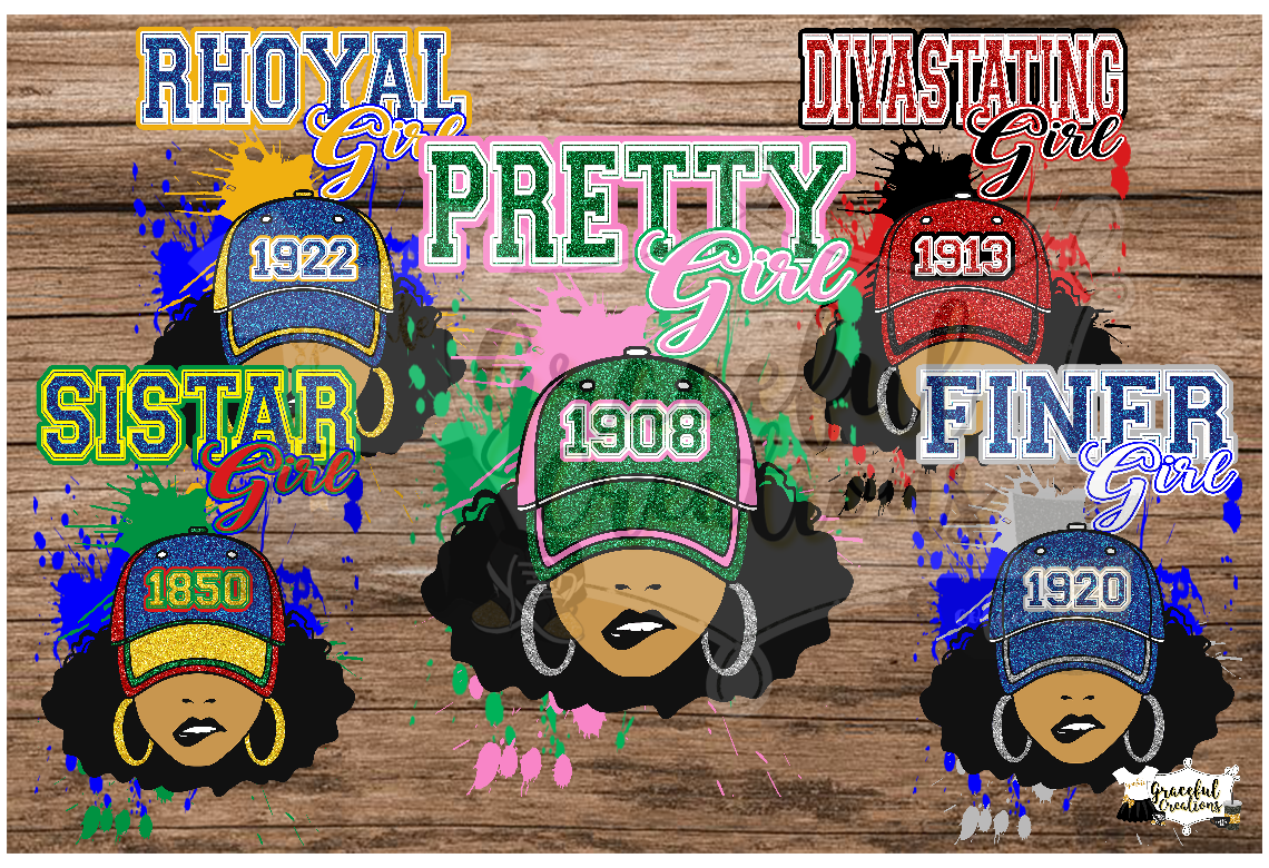 Sorority Girl in Cap PNG Individual Designs (No Logos)