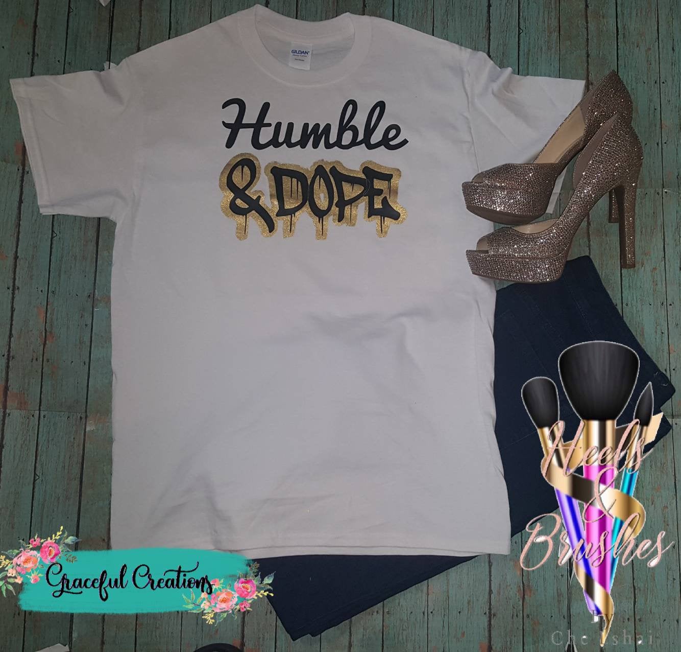 Humble & Dope, Melanin, MUA, Makeup Artist, Personalized, Custom T-Shirt