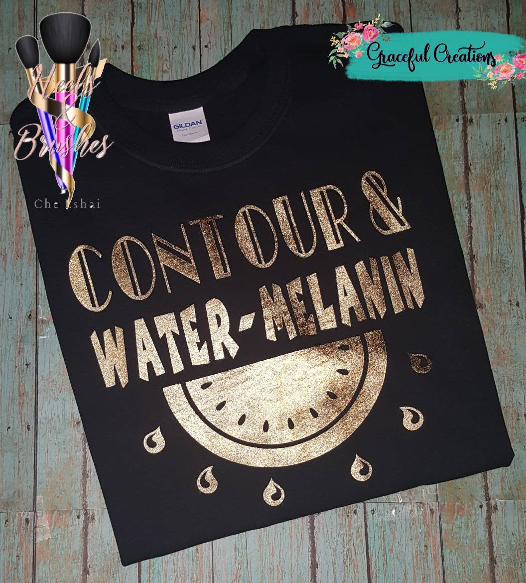 Contour & Water Melanin, Personalized, Custom T-Shirt
