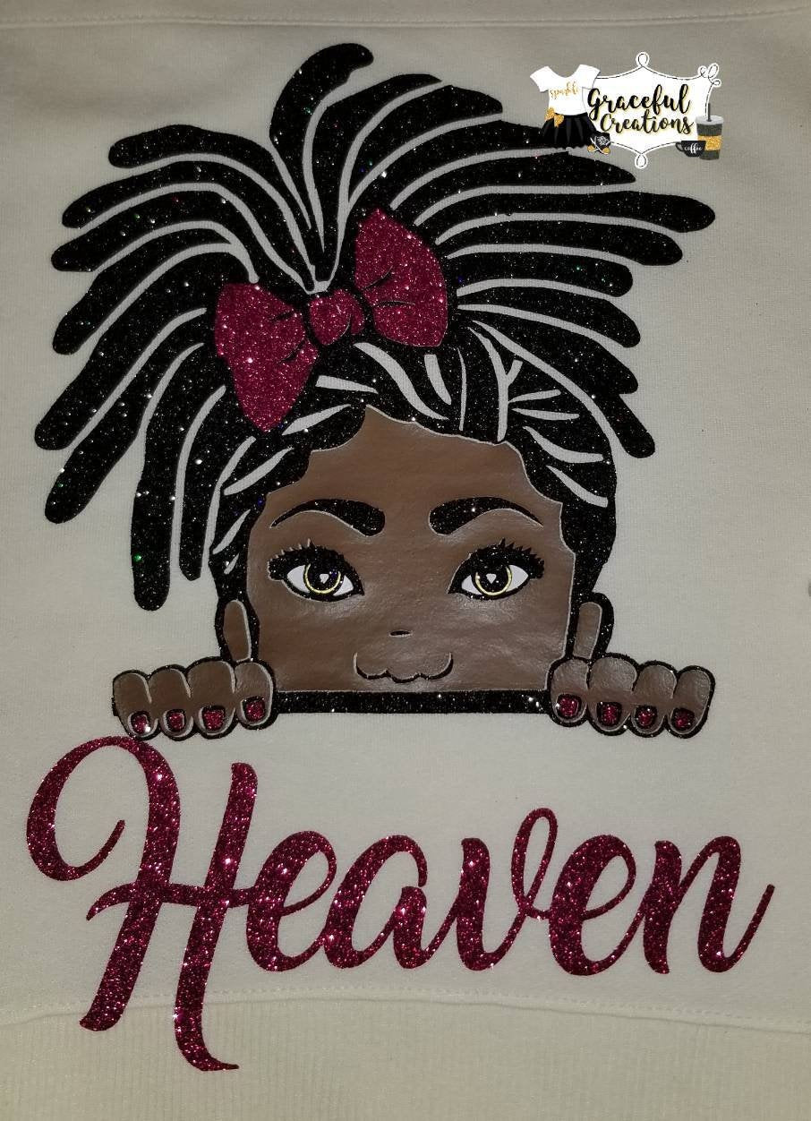 Peeking African American Girl with Afro Puffs or Locs/Braids Hoodie. Melanin Princess. Personalized, Custom Hoodie with Name.