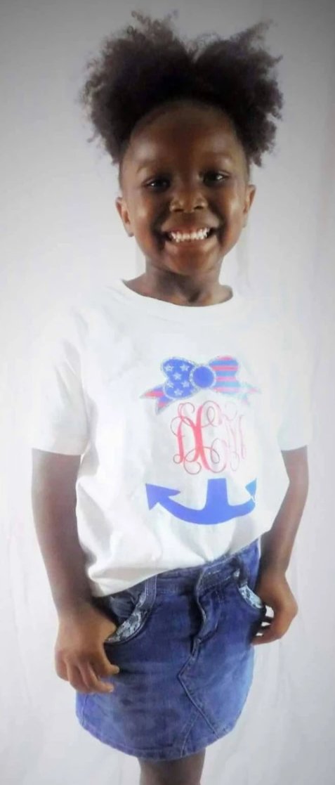 Patriotic Bow with Anchor Monogrammed T-Shirt - Youth, July 4th, Fourth of July
